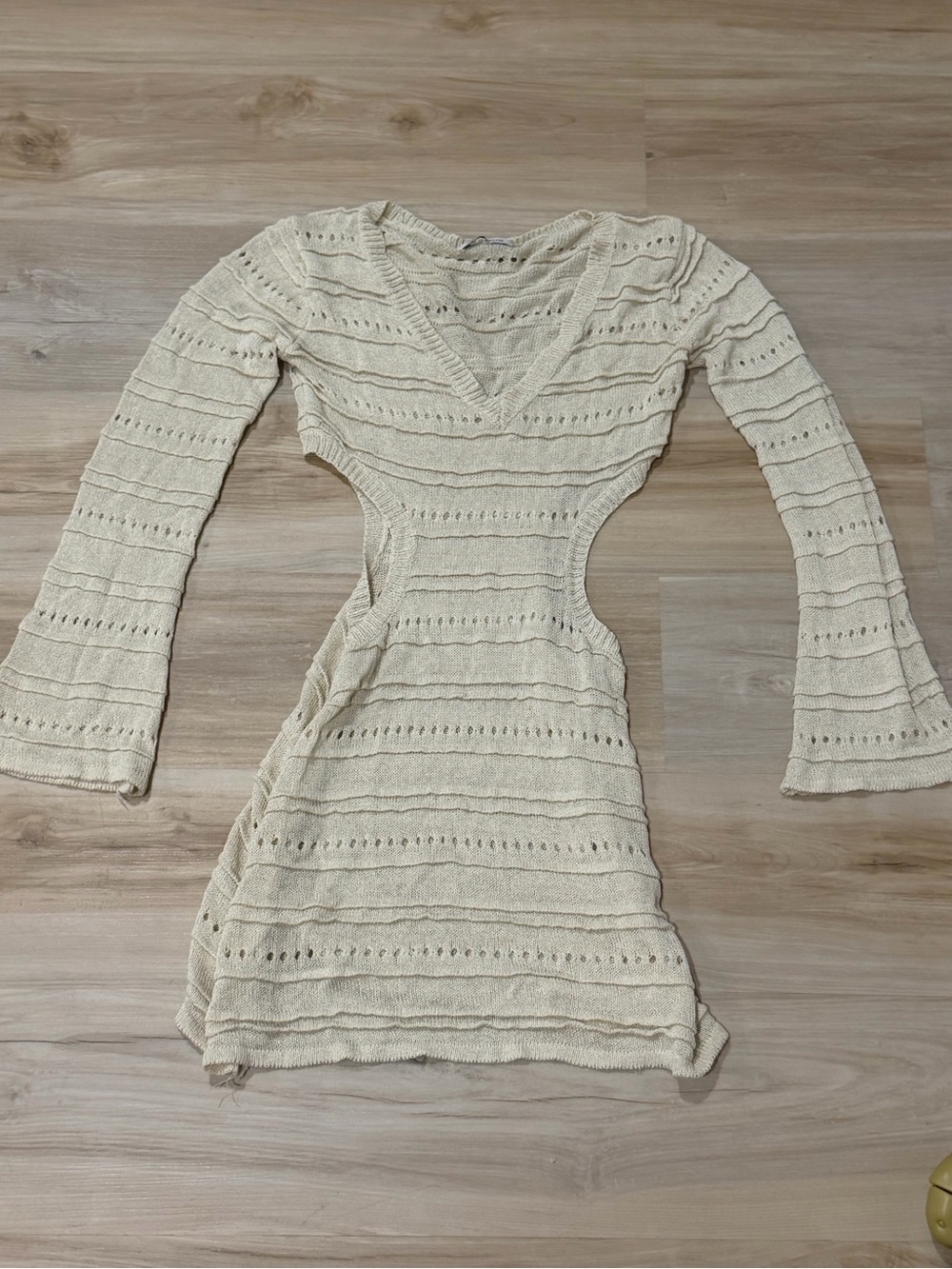 Cupshe Cream Cutout Knit Mini Dress